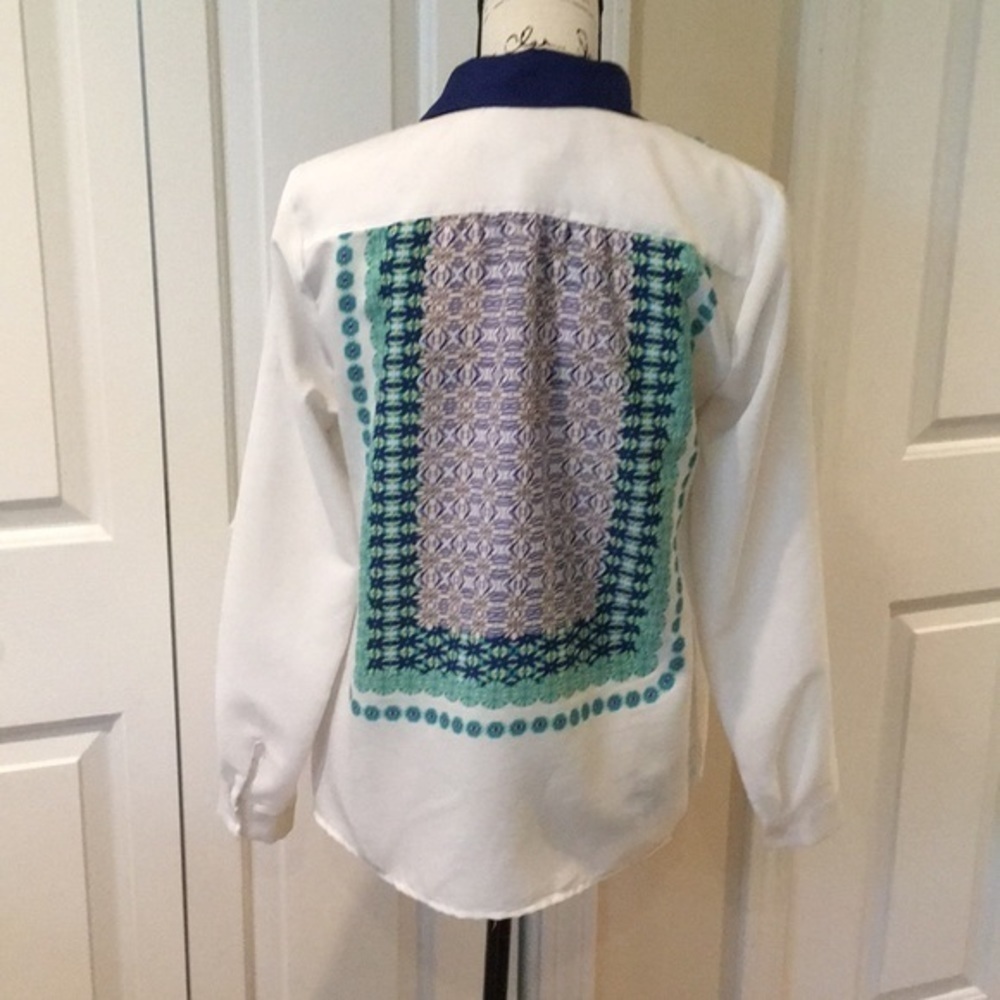 J. Crew scarf print  long sleeve blouse Sz Sm Med - Picture 5 of 6